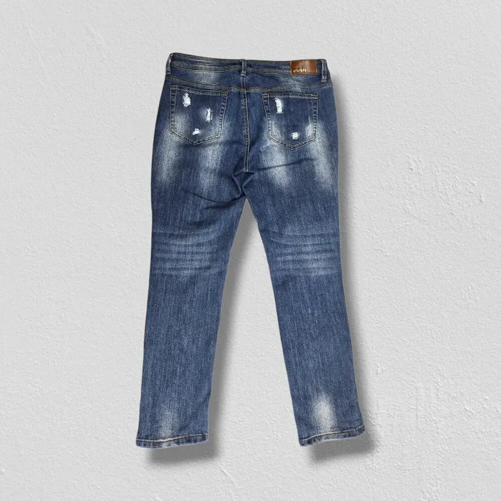 Dollhouse Jeans Womens Size 11 'CHARLEY' Blue Denim Straight Distressed Casual - Picture 2 of 10